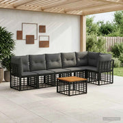 Set Divano da Giardino 7 pz Nero e Grigio scuro polyrattan 3437473