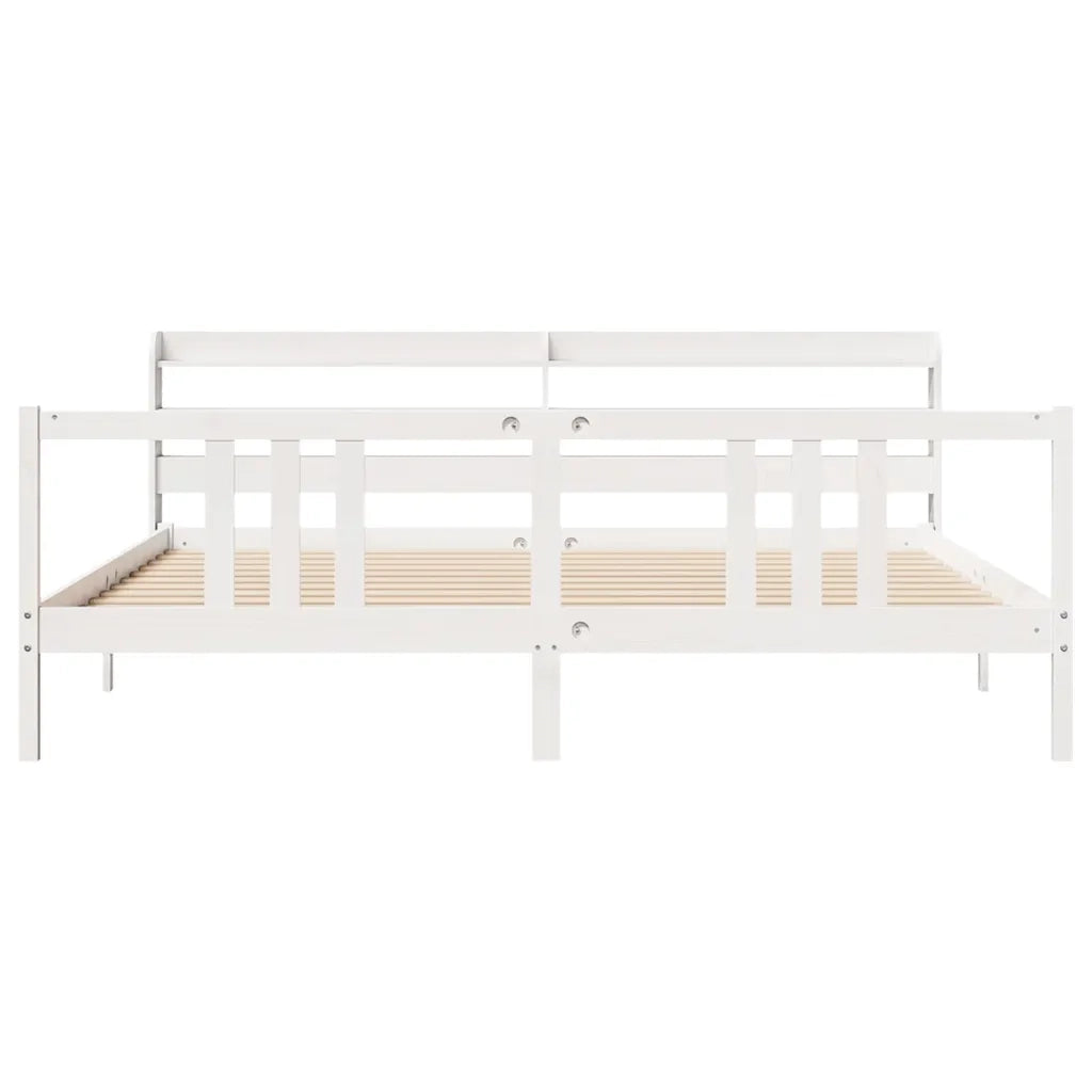Giroletto con Testiera senza Materasso Bianco 200x200 cm