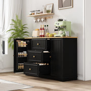 Madia 126x40x86 cm con 3 cassetti e ante; MDF nero