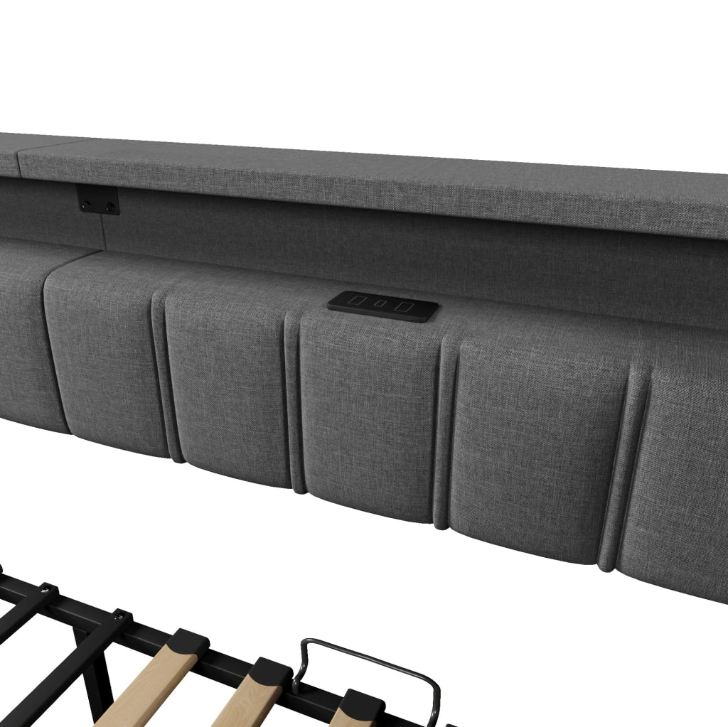 Letto multifunzionale 90x200 cm con USB, Type-C, LED e 2 cassetti