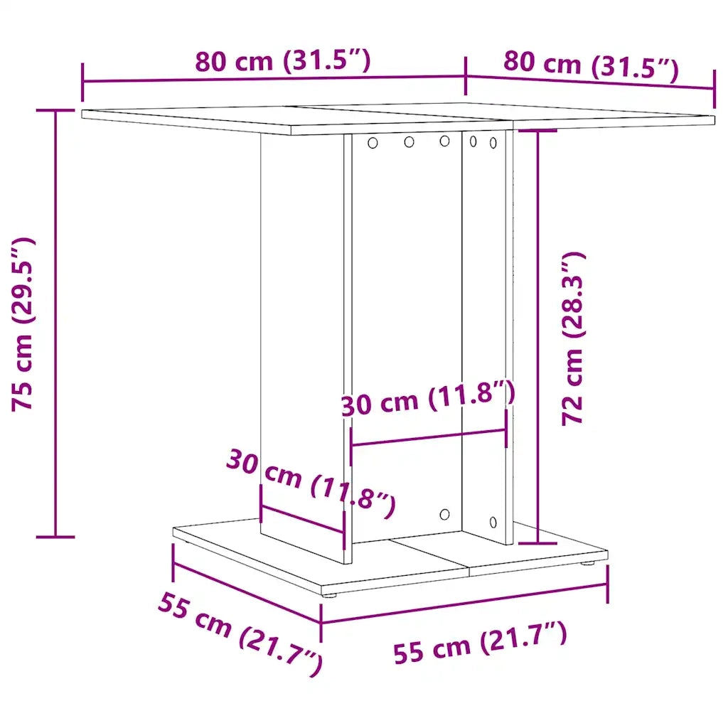 Tavolo da Pranzo Legno Antico 80x80x75 cm in Legno Multistrato 855810