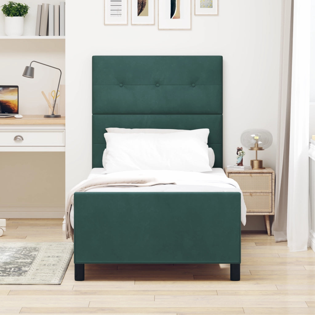 Struttura del letto in velluto verde scuro 100x200 cm