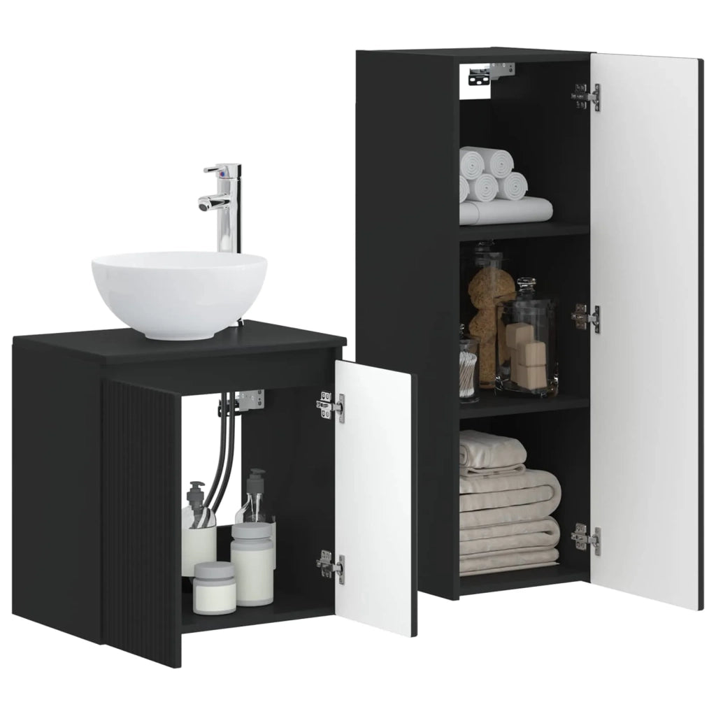 Set di mobili per il bagno 2 pz Nero 33 x 34,5 x 100 cm 3406114
