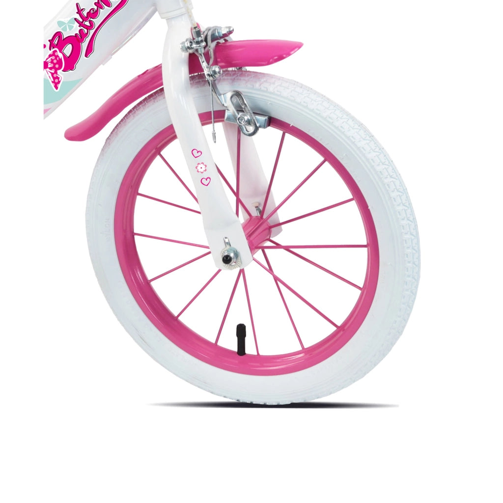 Bicicletta per Bambine 14" Butterfly Freni Caliper e Stabilizzatori in Acciaio Hi-Ten Rosa