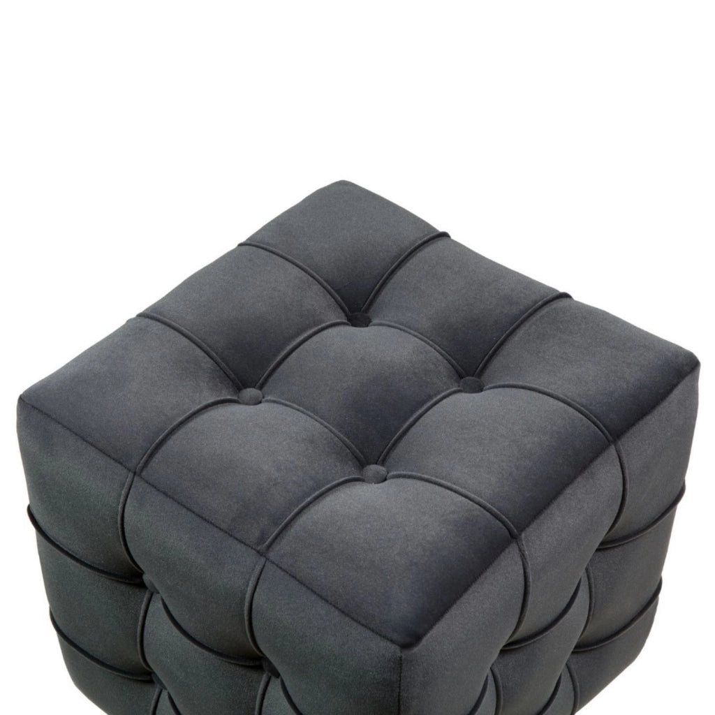 Pouf in velluto "Lizbon" - 42 x 42 x 42 cm - Grigio