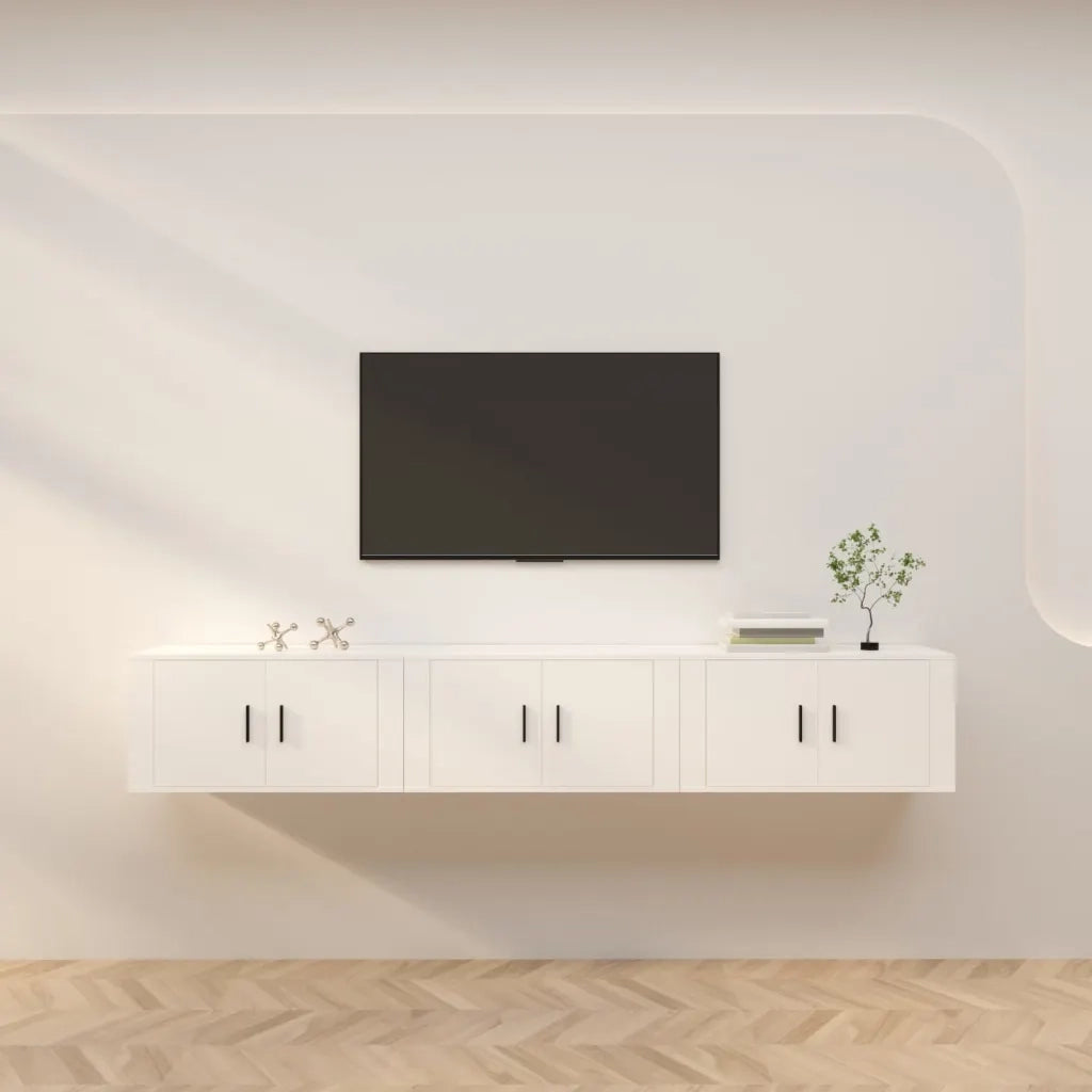 Mobili Porta TV a Parete 3 pz | Armadietto TV | Mobile Porta TV Bianco 80x34,5x40 cm