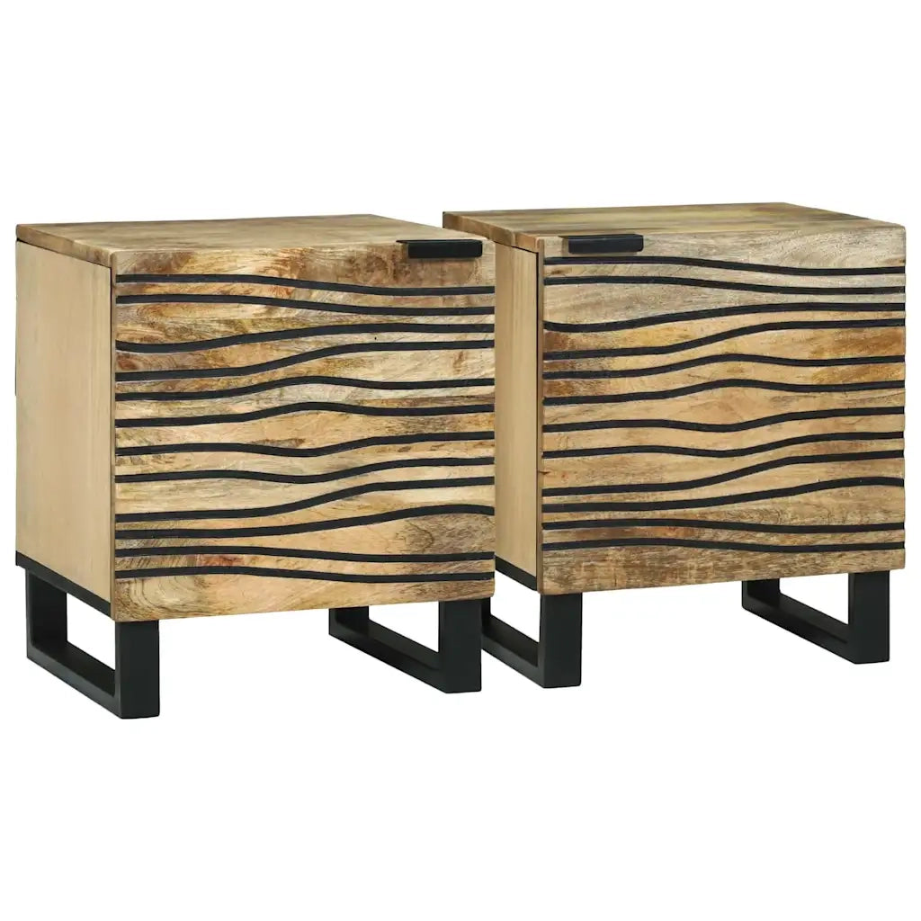 Set di 2 Comodini | Armadio da Notte | Mobiletto da notte Naturale 40 x 33 x 46 cm