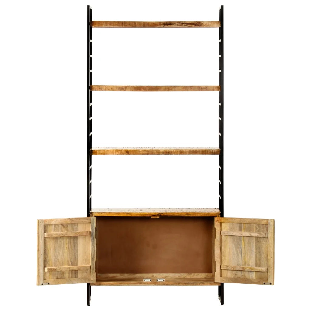 Libreria a 4 Livelli 80x30x180 cm in Legno di Mango Grezzo