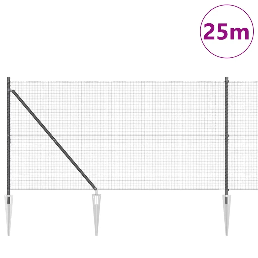 Palo della recinzione Grigio 25 x 1,4 m (rete 16 x 16 mm)
