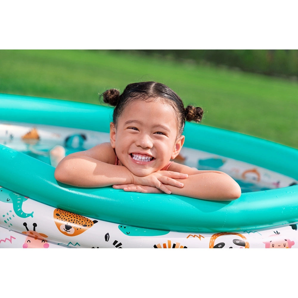 Trade Shop - Piscina Rotonda 122x25cm Gonfiabile Fuoriterra Per Bambini Giardino 3 Anelli 51226 -