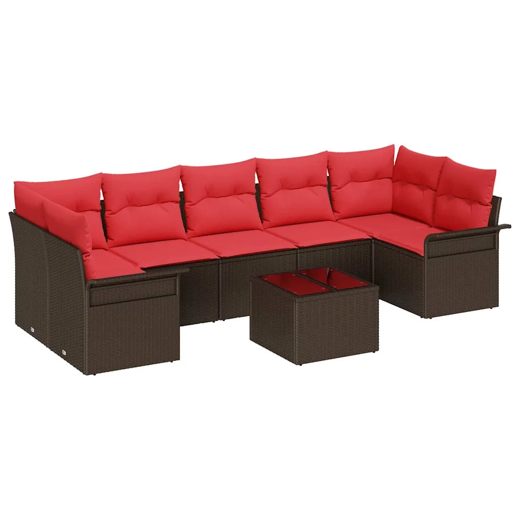 Set Divano da Giardino 8 pcs Marrone polyrattan