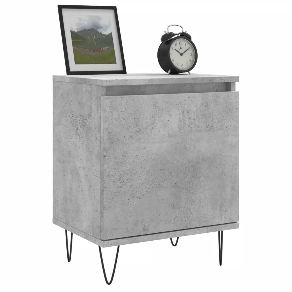 Set di 2 Comodini | Armadio da Notte | Mobiletto da notte Grigio Cemento 40x30x50 cm in Legno Multistrato