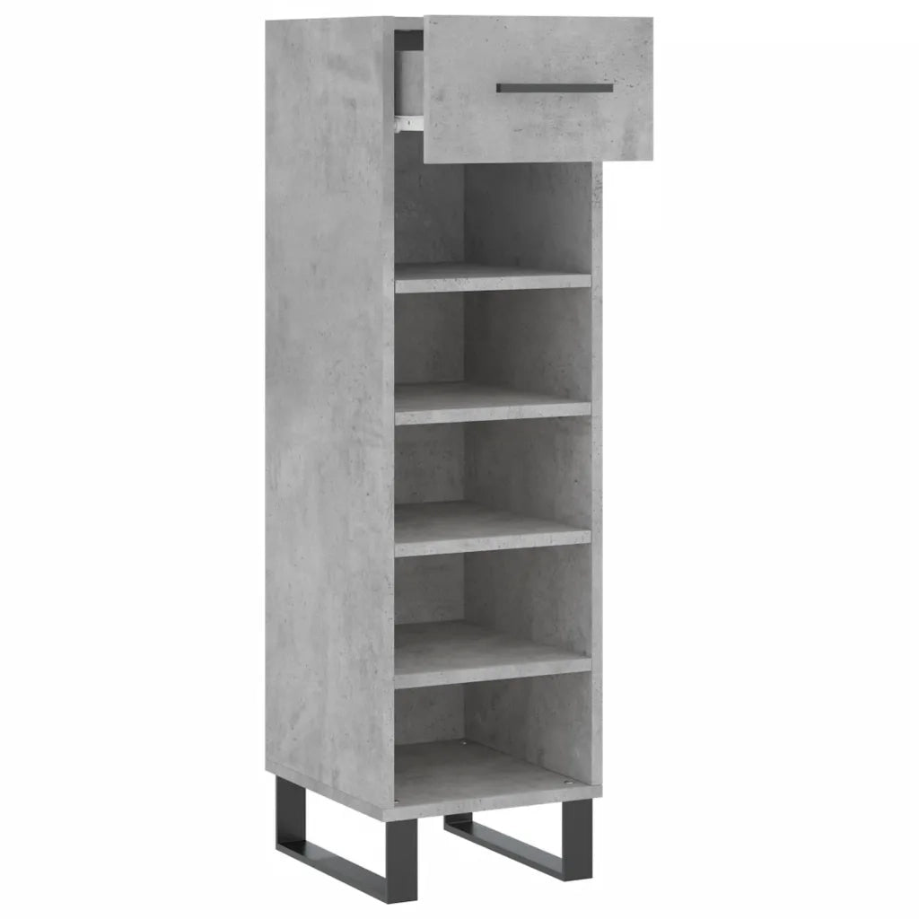 Scarpiera Grigio Cemento 30x35x105 cm in Legno Multistrato 829704