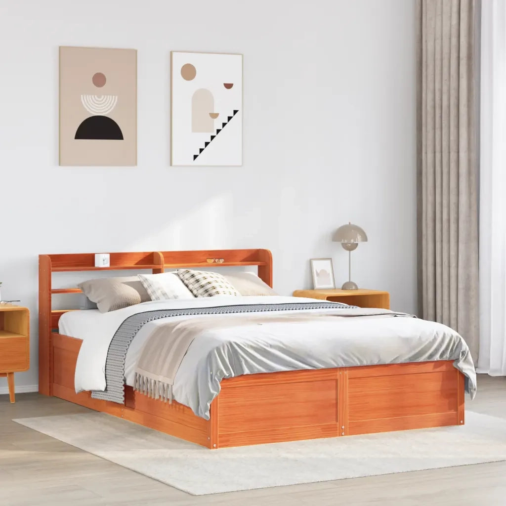 Giroletto con Testiera Marrone Cera 150x200 cm Massello Pino 3307082