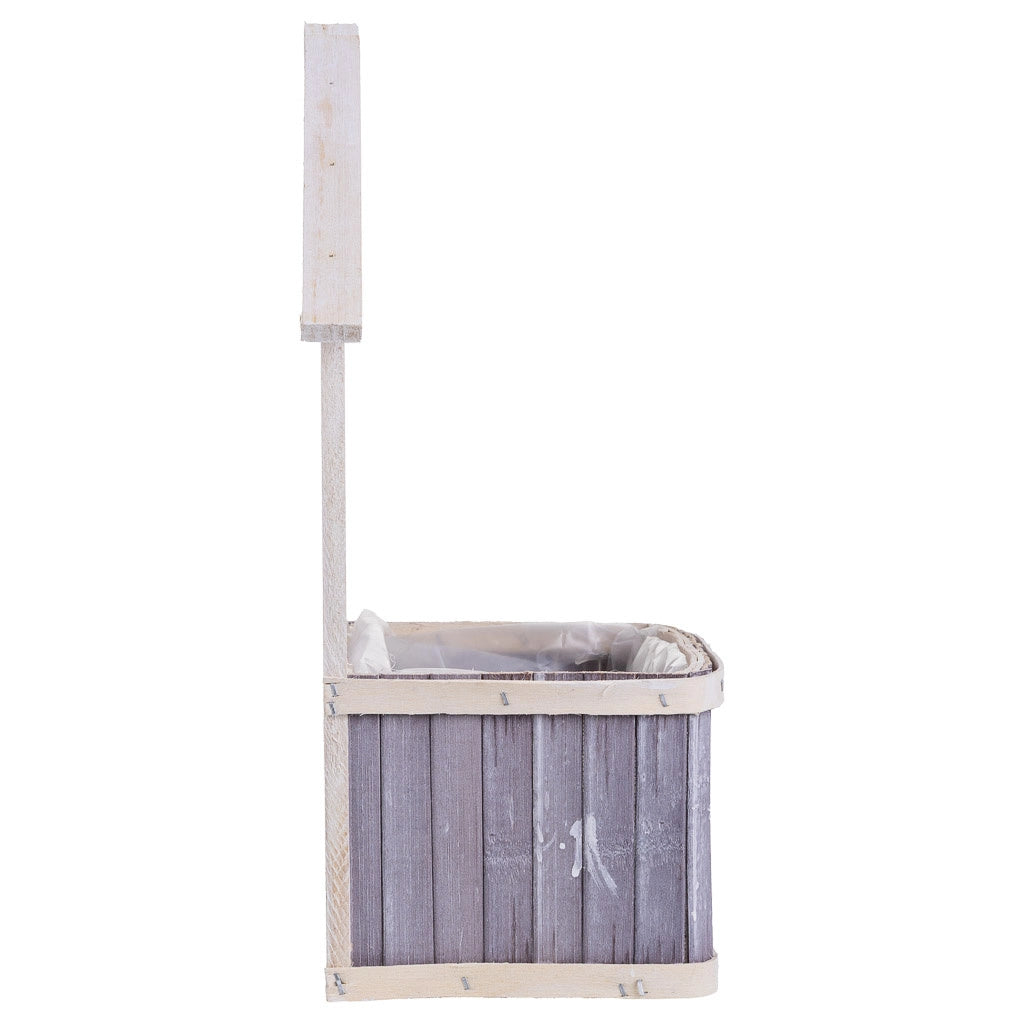 Supporto per fioriera quadrato in bambù grigio 27x13x33/11H cm