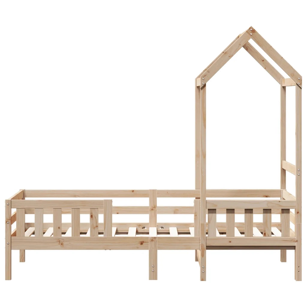Letto singolo | Letto per adulti | Giroletto con Tetto 75x190 cm in Legno Massello di Pino