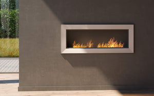 Camino a Bioetanolo da Parete/Incasso 120x49 cm Frame 1200 Inox con Vetro