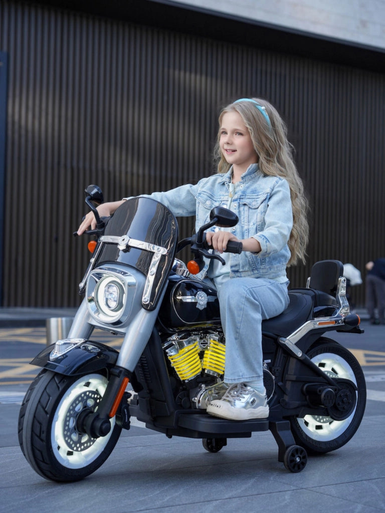 Moto Elettrica per Bambini Cruiser Acceleratore a Manubrio 12V 7Ah Blu Metallizzato