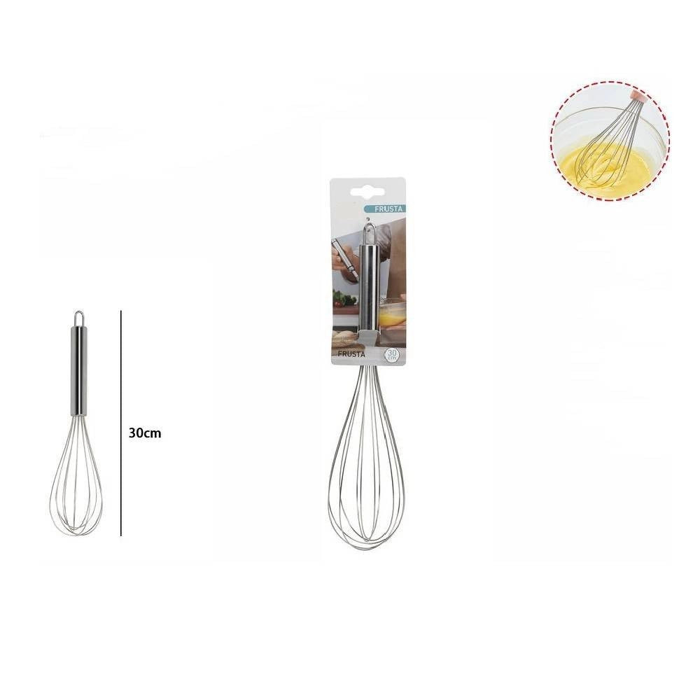 Trade Shop - Frusta 30cm Sbattitore Sbatti Uova Montare Dolce Acciaio Utensile Cucina 66199 -