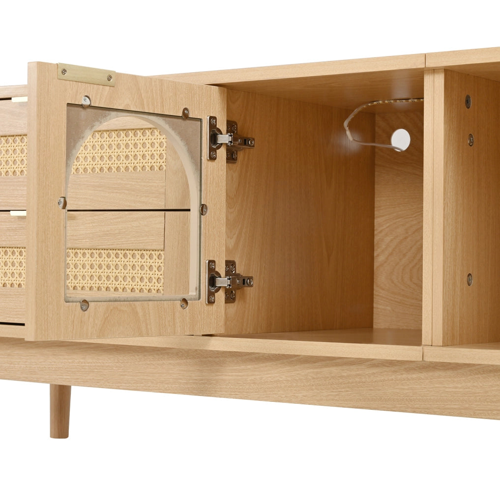 Mobile TV 180x40x50 cm con LED da app; pannello truciolare; naturale