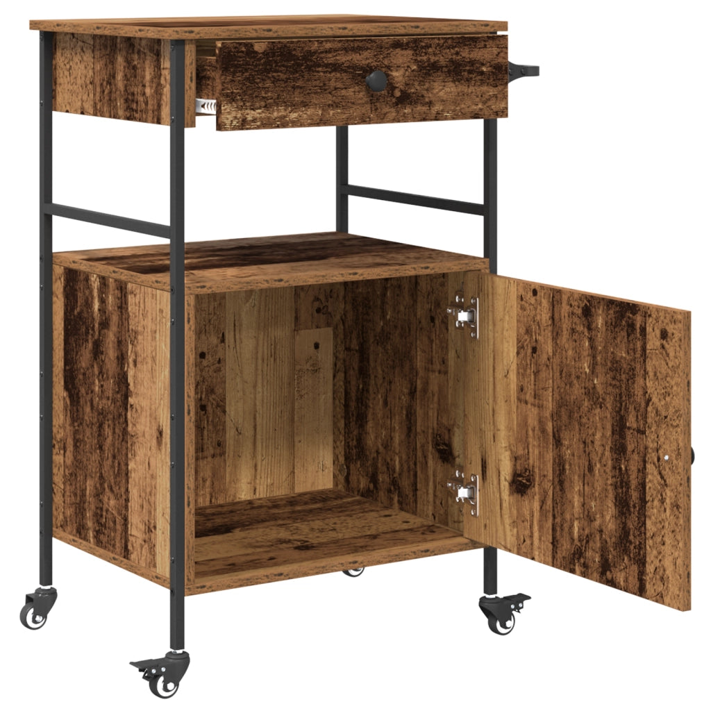 Carrello da Cucina Legno Vecchio 56x43x89,5 cm Legno Ingegnerizzato