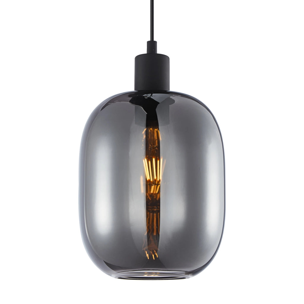 Sospensione Italux Talia nera vetro fumé E27 40W Ø18cm