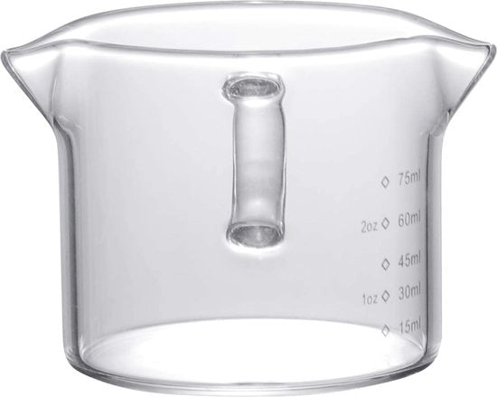Set di due tazze per espresso in vetro da 75 ml con manico e doppio imboccatura per latte, tazza per misurare la quantità di caffè, resistente al calore, per baristi.