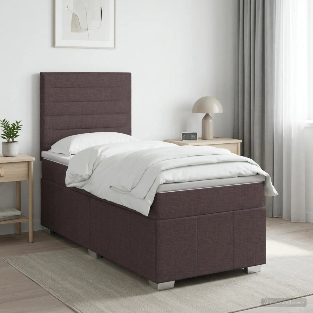 Letto box spring con materasso Marrone Scuro 100 x 200 cm 3454067