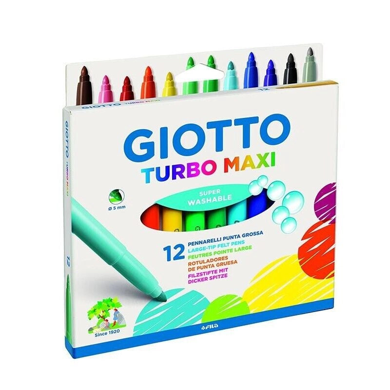 GIOTTO TURBOMAXI PENNARELLI PUNTA GROSSA 12 COLORI