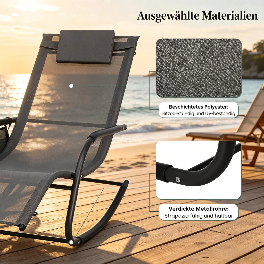 SEDIA A DONDOLO DA ESTERNO 152x83x62 cm METALLO E POLIESTERE GRIGIO