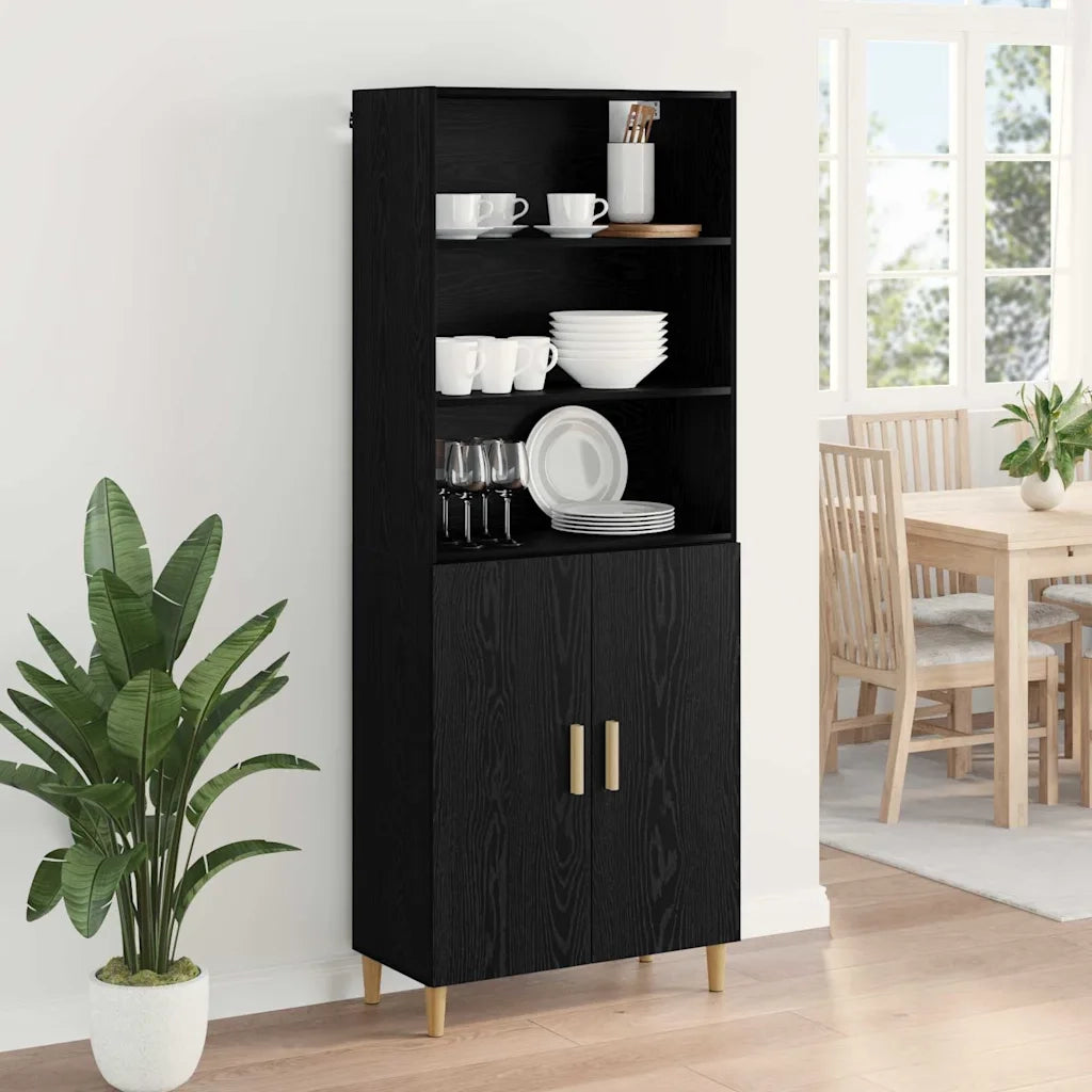 Credenza Rovere Nero 69,5 x 32,5 x 180 cm Legno multistrato