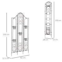 Portapiante Verticale Pieghevole con 5 Vasi da Esterno in Metallo, 82x12.5x150cm, Nero