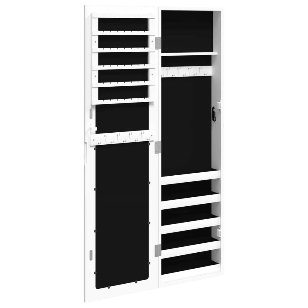 Mobiletto portagioie mobile contenitore organizer per camera da letto spogliatoio bagno con specchio a parete 30 x 8,5 x 106 cm bianco 02_0022832