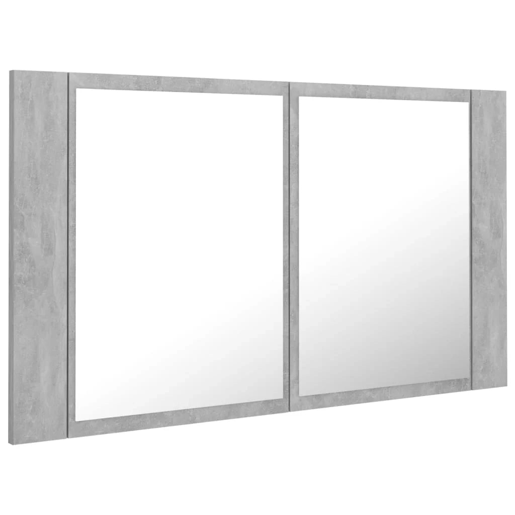 Mobiletto da bagno con specchio LED 80 x 12 x 45 cm acrilico grigio 02_0006612