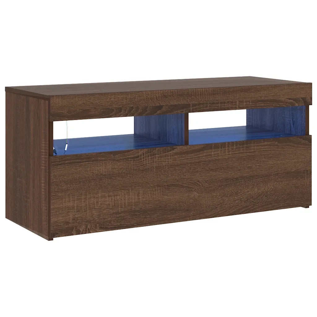 Mobile Porta TV con Luci LED Rovere Marrone 90x35x40 cm 815677