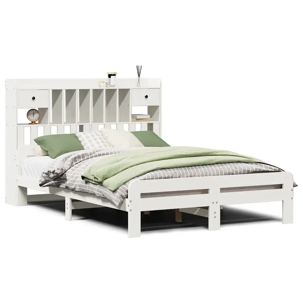 vidaXL Letto Libreria senza Materasso Bianco 150x200 cm Legno di Pino
