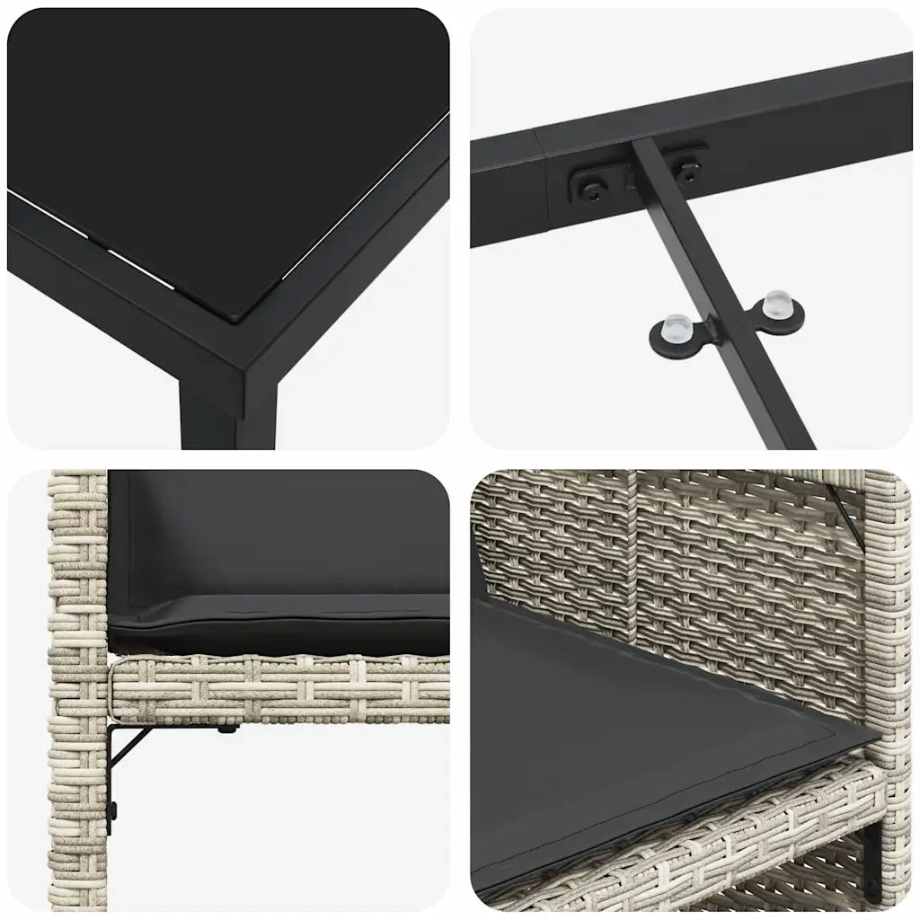 Set da Pranzo per Giardino 5 pz | Set Salotto da Giardino Grigio chiaro polyrattan
