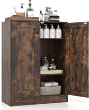 Mobile Bagno da Terra, Armadietto da Bagno in Legno con con 2 Ante e 3 Ripiani Regolabili, Credenza Indipendente per Soggiorno, Sala da Pranzo e Cucina, 60 x 30 x 80 cm
