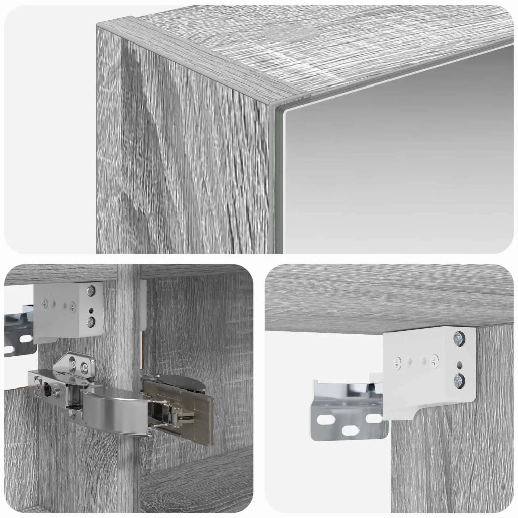Mobiletto per specchio da bagno con lo scaffale Grigio Sonoma 889036