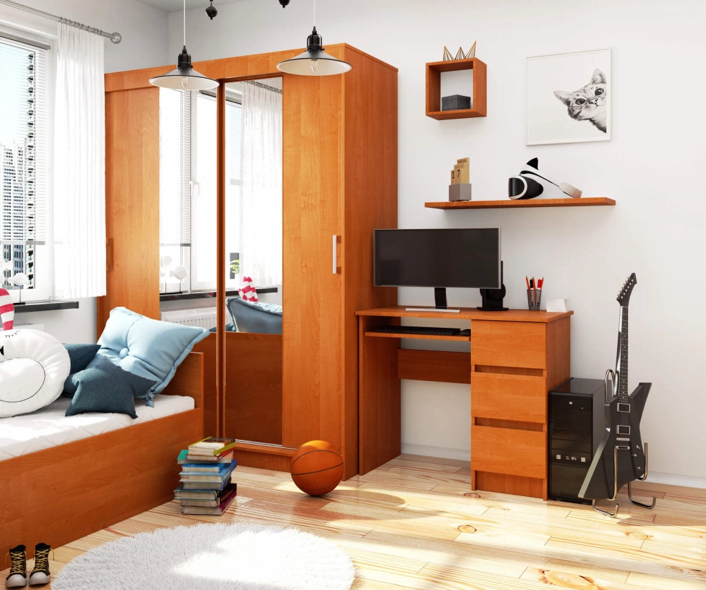 Scrivania per computer AKORD A6 Ontano 90 cm 3 cassetti 90x50x77 cm Modello a destra