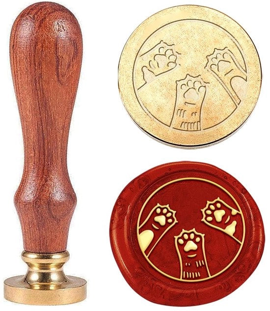 Segnalino per invitati - 25 mm - Messing - Maniglia in legno - Per sigillatura - Decorazione