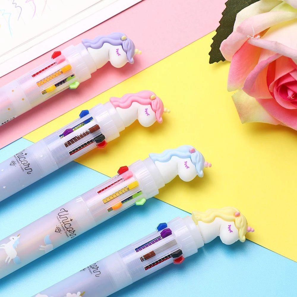 Trade Shop - Penna A Sfera Retrattile Multicolore Unicorno Per Scuola Festa Regali Bomboniere -