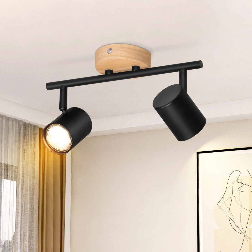 ZMH Faretto da soffitto neri moderni 2 fiamme GU10 per camera letto corridoio