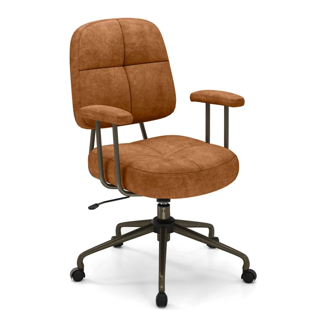 Sedia da ufficio ergonomica regolabile 68 x 68 x 97-103 cm con braccioli imbottiti stile vintage pelle marrone 20_0011087