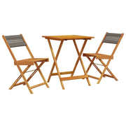 Set da Bistrot 3pz | Set Salotto da Giardino Grigio in Polipropilene e Legno Massello