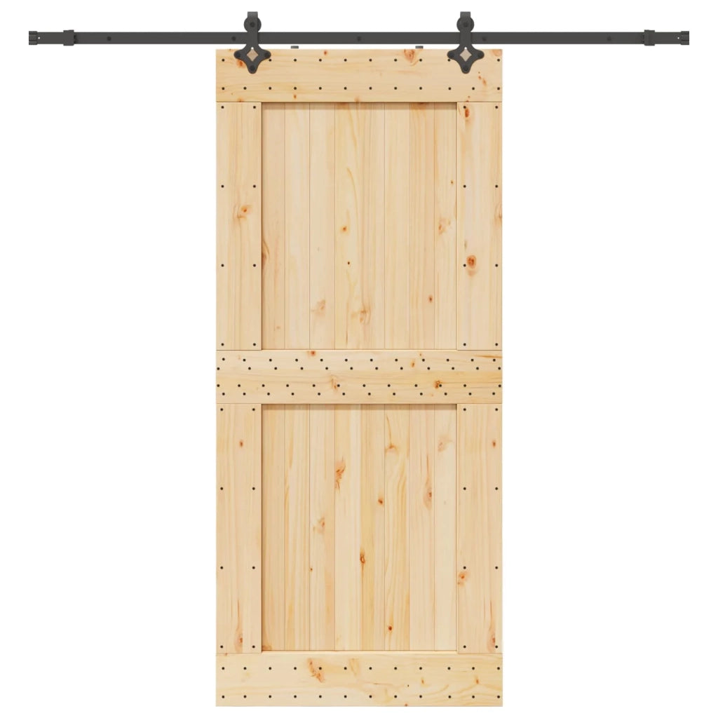 Porta scorrevole NARVIK Naturale e Nero 100 x 210 cm (213,5 cm) 3445334