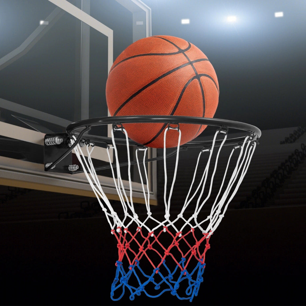 Cerchio da basket da parete con rete antipioggia da 45cm, Cerchio universale da basket per interni ed esterni Nero-Ricreazione outdoor
