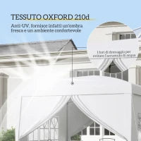Gazebo 3x3 m Pieghevole e Impermeabile con Pannelli Laterali, in Acciaio e tessuto Oxford, Bianco