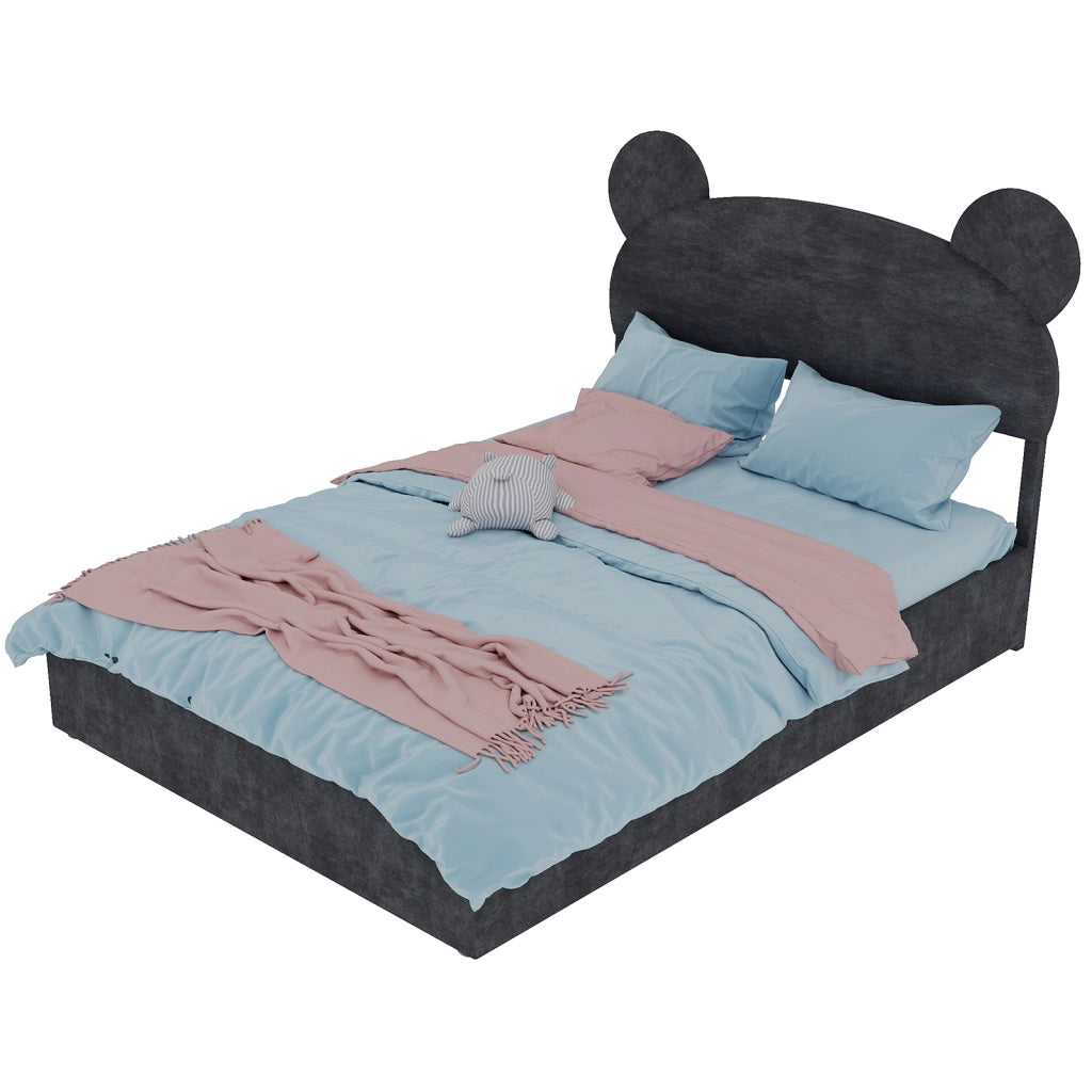 Letto Contenitore Imbottito con Testiera ¨C MINIMAL ¨C Grigio 140x200 cm