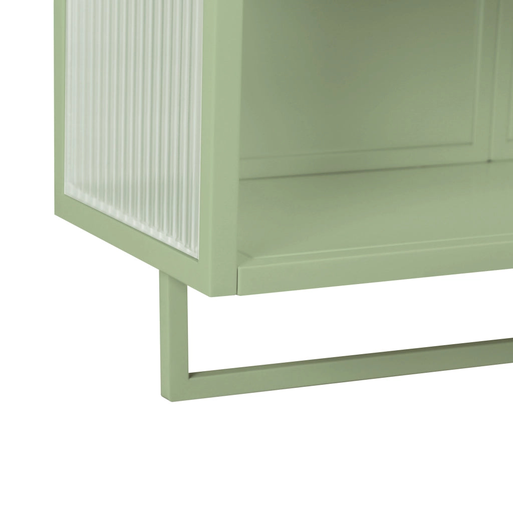 Pensile da Parete con 2 Ante in Vetro e Ripiano a Vista; Portasciugamani; Stile Moderno; Metallo; 60×23×78 cm; Verde